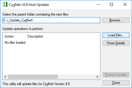 CygNet Host Updater sample dialog box